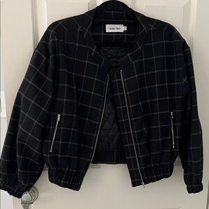 Line & Dot Black Grid Bomber Jacket
